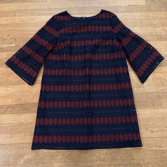 Tahari navy rust 3/4 sleeve knee length shift dress size 14
 b18 - Picture 1 of 4